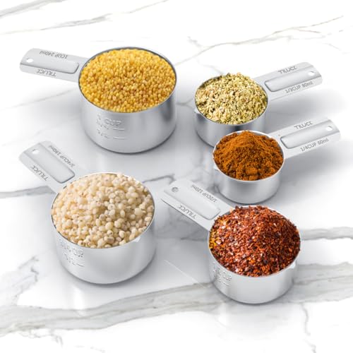 TILUCK Stainless Steel Measuring Cups Set,Kitchen Gadgets for Cooking & Baking,Set of 5 - Image 5