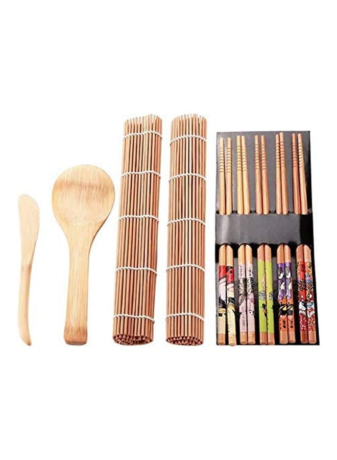 9 Piece Sushi Making Kit Set Brown 180grams Multicolor Brown 180grams  - Image 1