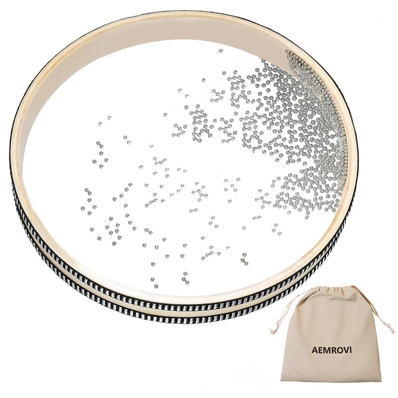 Aemrovi Ocean Drum Sea Drum 12inch- With Hardwood Shell and Wave Beads- Sound Healing Instrument for Meditation, Relaxation, Yoga, Stress Relief- Includes Storage Bag (12inch) - Image 1