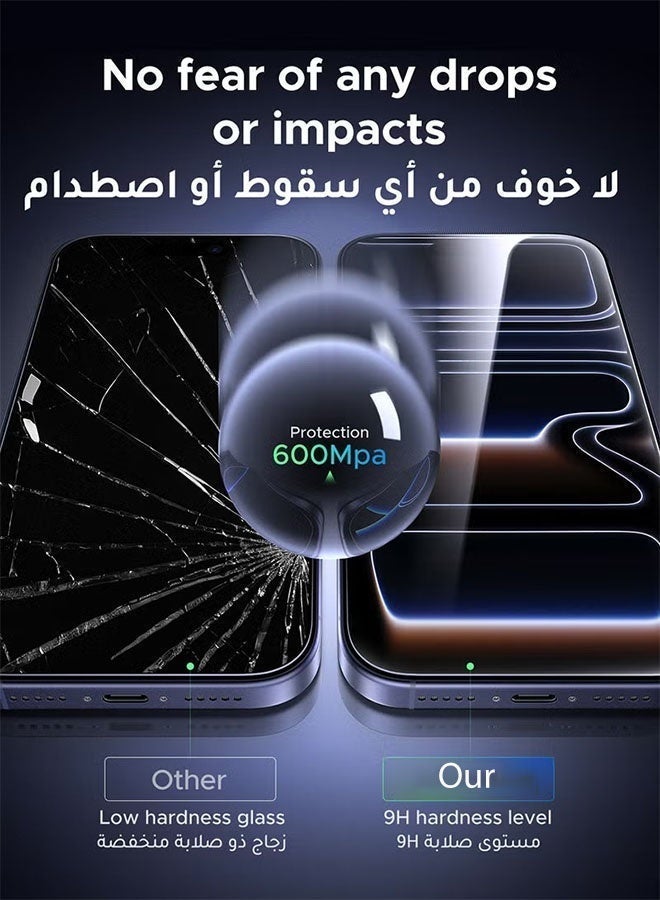 ريماكس واقي شاشة واحد لهاتف آيفون 17/16 برو، يتميز بشفافية فائقة الوضوح، مع مجموعة محاذاة تلقائية، مقاوم للخدوش، سهل التركيب، مقاوم لبصمات الأصابع، وخالٍ من الفقاعات. - Image 4