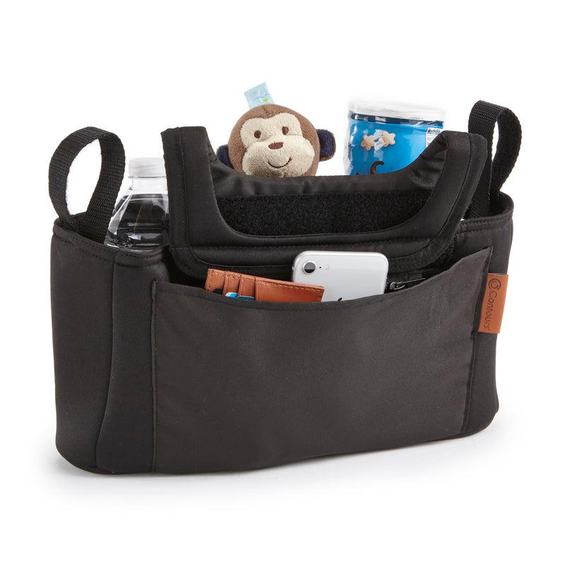 Contours Baby Stroller Organizer, Adjustable Parent Organizer Accessory - Cup Holder and Storage - Compatible with Select Wagons - Black - Image 1