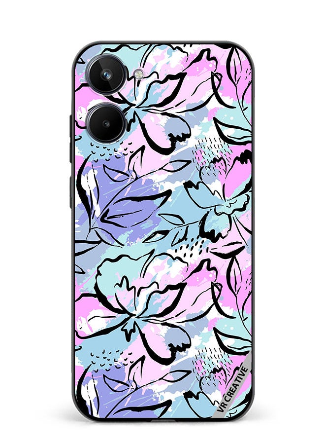 VR CREATIVE - Protective Case Cover For Realme 10 Abstract Flowers Print Design Multicolour - Image 1