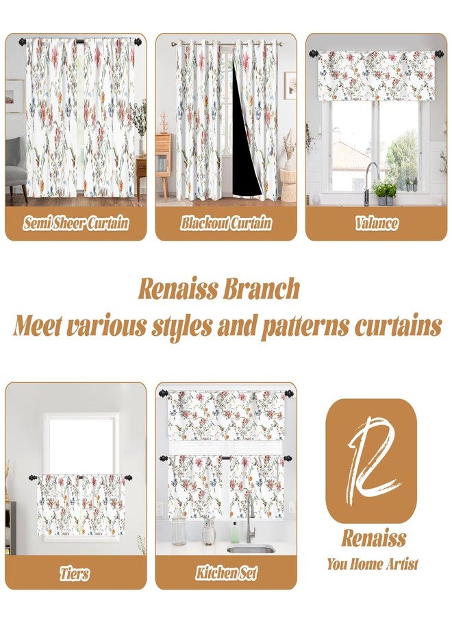 Renaiss 52 x 18 Inch Spring Floral Curtain Valance for Window Treatments Colorful Flower Botanical Rod Pocket Kitchen Valance Linen Texture Wildflower Window Drapes for Bathroom Bedroom Living Room - Image 5