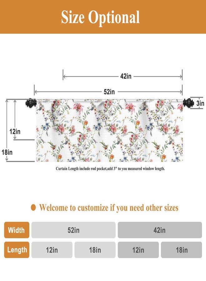 Renaiss 52 x 18 Inch Spring Floral Curtain Valance for Window Treatments Colorful Flower Botanical Rod Pocket Kitchen Valance Linen Texture Wildflower Window Drapes for Bathroom Bedroom Living Room - Image 3