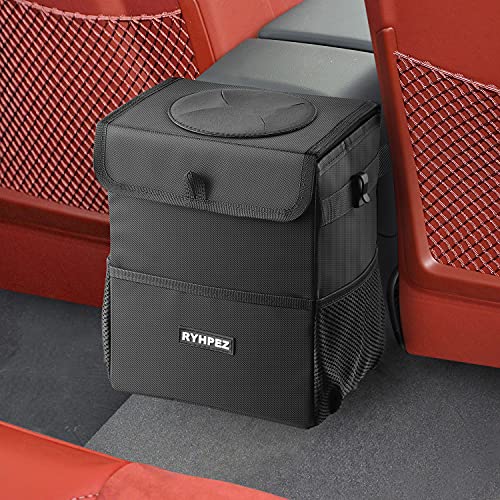 Ryhpez Car Trash Can with Lid Leakproof Garbage Bin Car Organizer Bag Foldable Vehicle Trash Bin with Structure Support Automotive Truck Accessories for Women Men 2 Gallon75L - Image 1