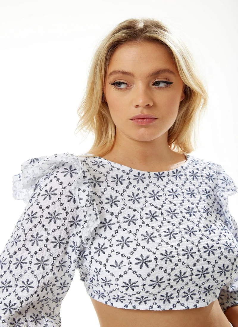 Liquorish  Open Back Floral Crop Top for Women | Best Price UAE