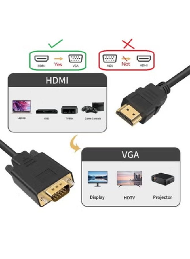 برايت كابل تحويل HDMI ذكر إلى VGA ذكر بطول 1.8 متر – محول عرض Plug & Play للابتوب والكمبيوتر والبروجكتور والشاشات - Image 4