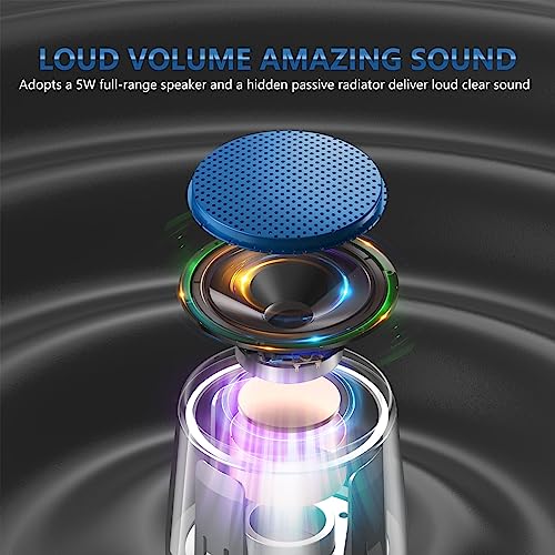 INSMY Small Bluetooth Speaker, Waterproof Mini Portable Wireless Speaker, Punchy Bass Rich Audio Stereo Pairing, Handheld Pocket Size, Built in Mic for Hiking Gift Laptop Tablet (Blue) - Image 4