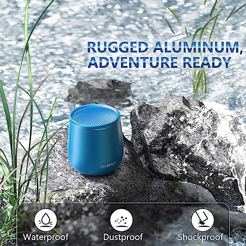 INSMY Small Bluetooth Speaker, Waterproof Mini Portable Wireless Speaker, Punchy Bass Rich Audio Stereo Pairing, Handheld Pocket Size, Built in Mic for Hiking Gift Laptop Tablet (Blue) - Image 3