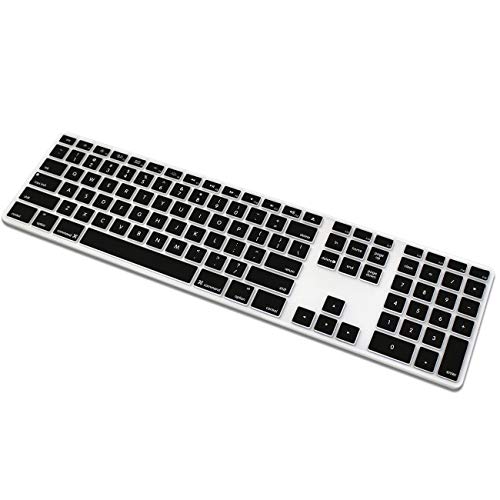 ProElife Keyboard Cover Skin for Apple Wired USB Keyboard with Numeric Keypad (A1243, NOT FIT Magic Keyboard) Ultra Thin Silicone Full Size Protector (Item Folded in Package) (Black) - Image 1