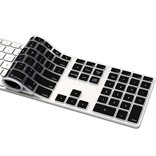 ProElife Keyboard Cover Skin for Apple Wired USB Keyboard with Numeric Keypad (A1243, NOT FIT Magic Keyboard) Ultra Thin Silicone Full Size Protector (Item Folded in Package) (Black) - Image 4