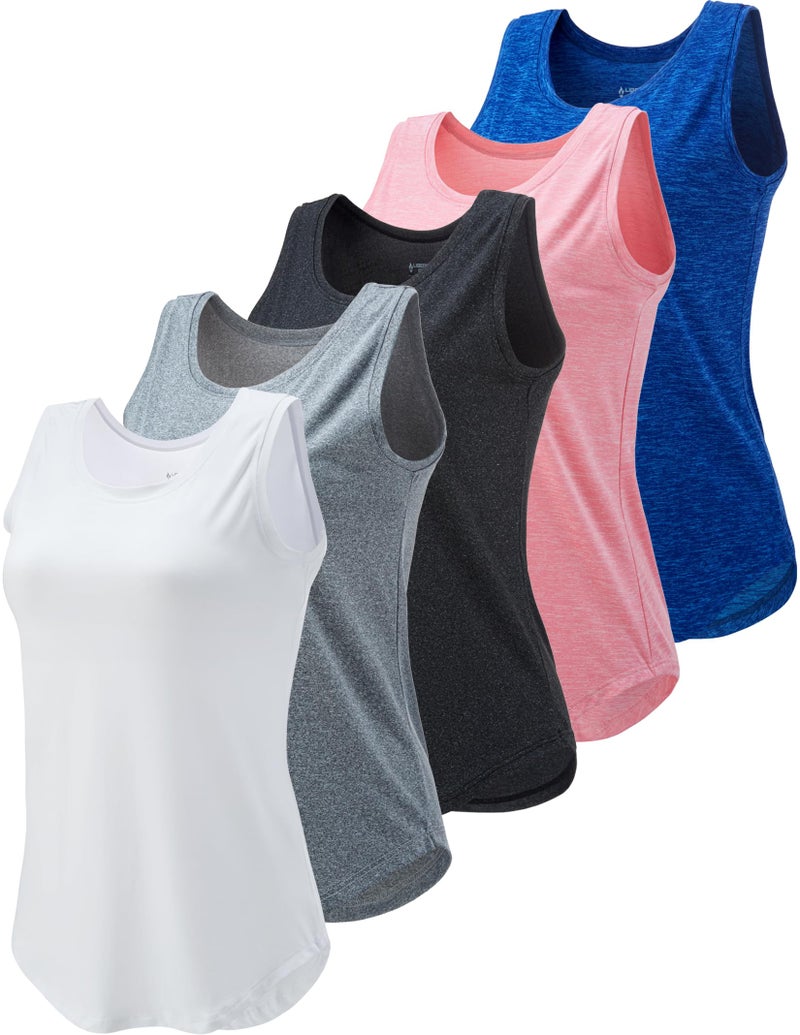 Liberty Pro 5 Pack Wide Straps Womens Workout Tank Tops Athletic Sleeveless Shirts for Women Ladies Exercise Tops for Yoga Tennis Set 1 Large - Image 2