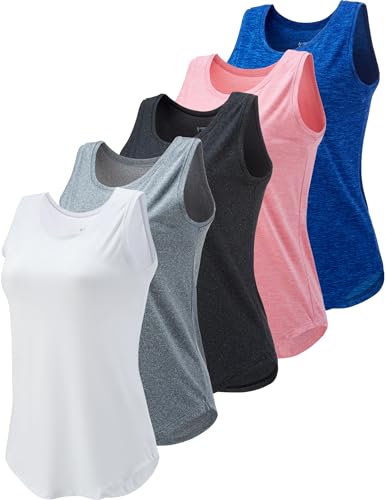 Liberty Pro 5 Pack Wide Straps Womens Workout Tank Tops Athletic Sleeveless Shirts for Women Ladies Exercise Tops for Yoga Tennis Set 1 Large - Image 1