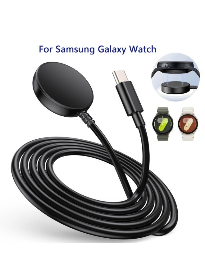 نيكور شاحن مغناطيسي بطول 100 سم لساعات Samsung Galaxy: Watch 8/Watch 8 Classic/Ultra، وWatch 7/Watch 7 Classic، وWatch 6/Watch 6 Classic، وWatch 5/Watch 5 Pro، وWatch 4/Watch 4 Classic، وWatch 3/Active 1/Active 2/FE؛ كابل شحن بديل، وملحقات قاعدة شحن (Dock) بمنفذ Type-C. - Image 1