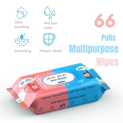 Silk Soft Multipurpose Wet Wipes – 528 Wipes (66 x 8 Packs) | Gentle, Alcohol-Free & Hypoallergenic | Effective Cleaning for Hands, Face & Surfaces - Image 2