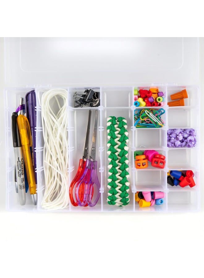 Craft County Embroidery Floss and Thread Organizer Box 17 Compartments Clear White Plastic Empty (Organizer) - Image 3