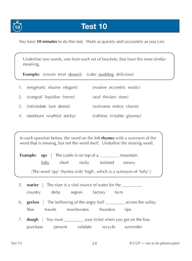 11+ GL 10-Minute Tests: Verbal Reasoning - Ages 10-11 Book 2 (with Online Edition) - Image 4