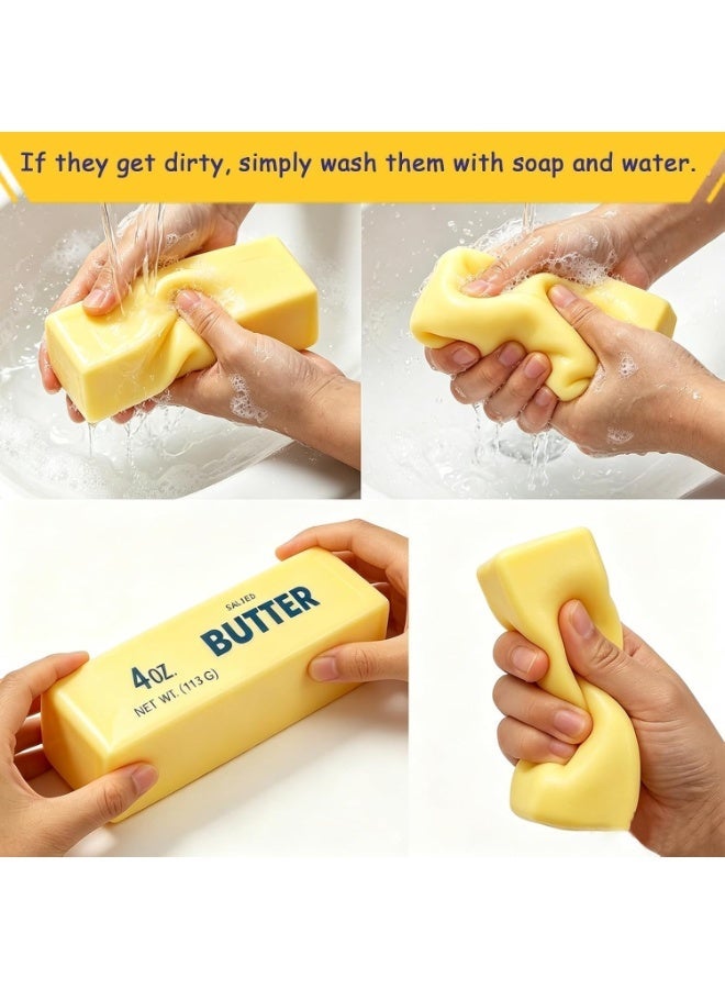 Altheqa 2pcs Butter Squeeze Toy, Butter Stick Toys Slow Growth Relax PU Material for Office School Anxiety Relief and Decompression (Light Yellow) - Image 4