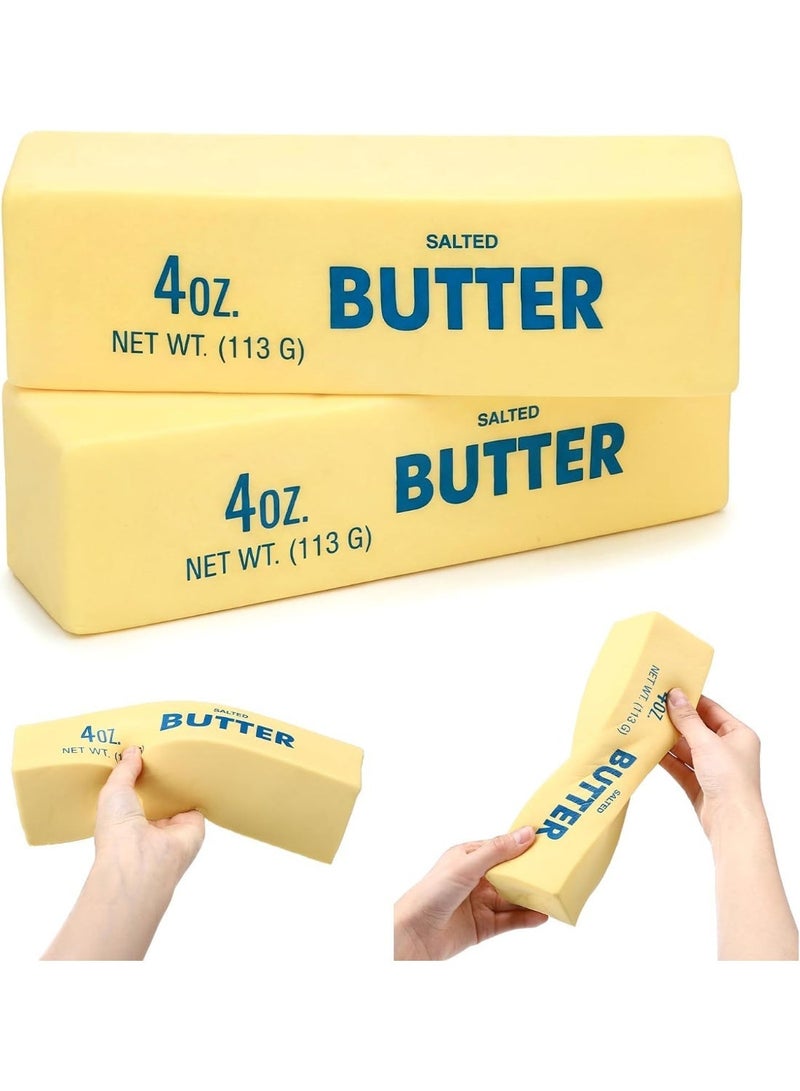 Altheqa 2pcs Butter Squeeze Toy, Butter Stick Toys Slow Growth Relax PU Material for Office School Anxiety Relief and Decompression (Light Yellow) - Image 1