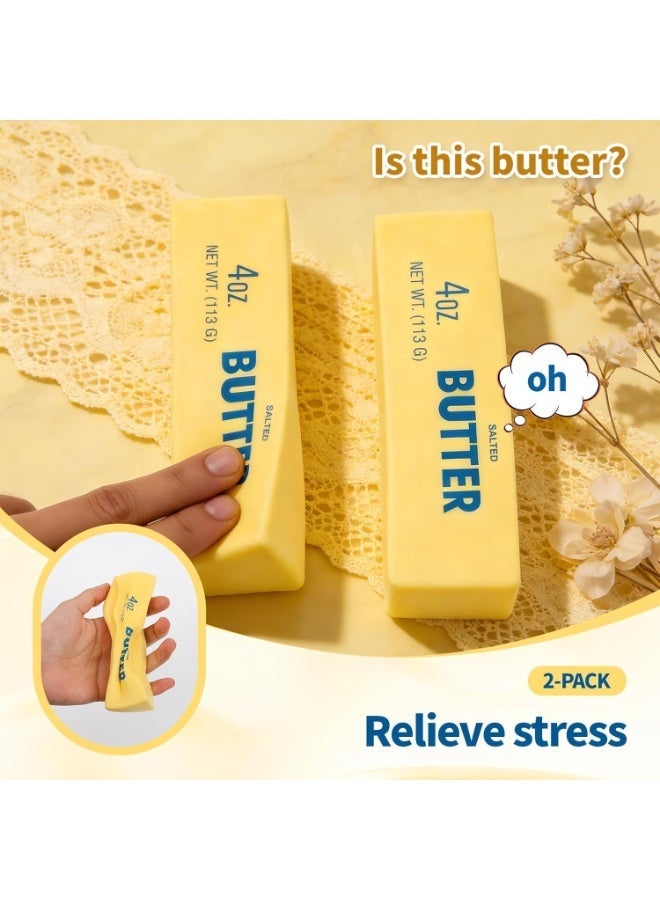 Altheqa 2pcs Butter Squeeze Toy, Butter Stick Toys Slow Growth Relax PU Material for Office School Anxiety Relief and Decompression (Light Yellow) - Image 5