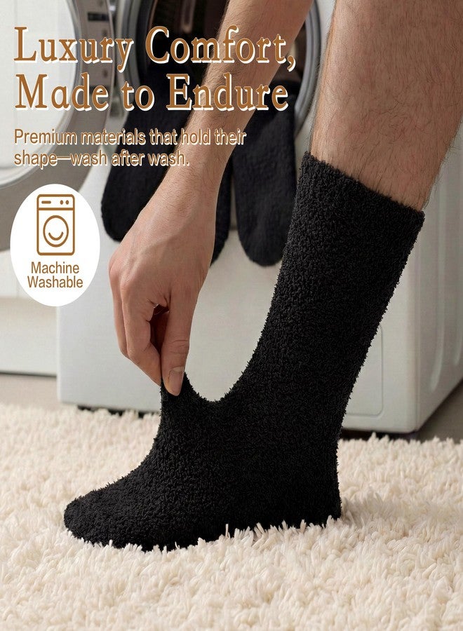 Inerney Fuzzy Socks for Women Men Gifts, Warm Cozy Fluffy Cloud Slipper Style, Comfy Winter Sleep Sock, Christmas Stocking Stuffer, Black, 14-14.5 - Image 4