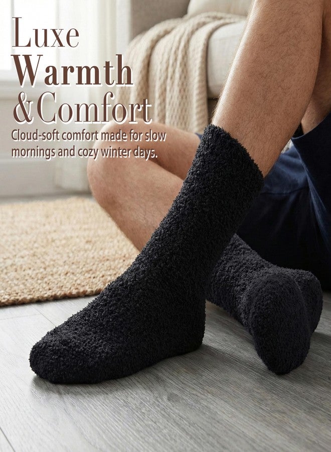 Inerney Fuzzy Socks for Women Men Gifts, Warm Cozy Fluffy Cloud Slipper Style, Comfy Winter Sleep Sock, Christmas Stocking Stuffer, Black, 14-14.5 - Image 3