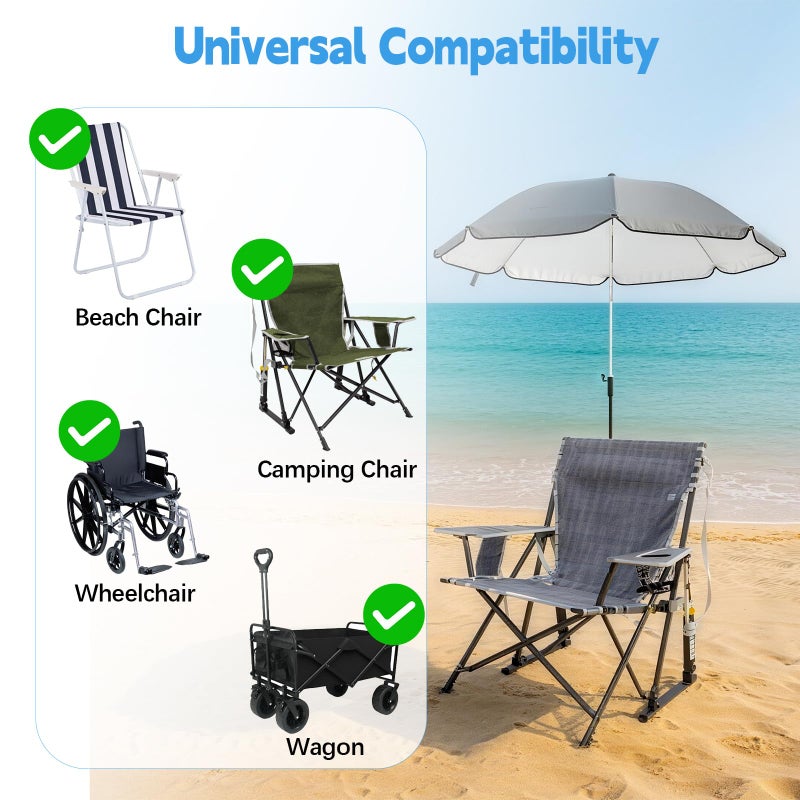 Fevbcnrj Chair Canopy Umbrella Compatible with GCI - Sunshade Attachment, Portable Umbrella for Beach Chair, with Adjustable Clamp and Easy to Install, Sun Protection for Outdoor, Beach, Camping Chairs - Image 5