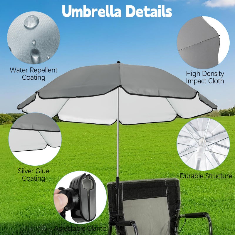 Fevbcnrj Chair Canopy Umbrella Compatible with GCI - Sunshade Attachment, Portable Umbrella for Beach Chair, with Adjustable Clamp and Easy to Install, Sun Protection for Outdoor, Beach, Camping Chairs - Image 3