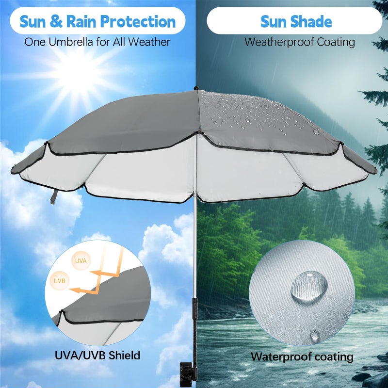 Fevbcnrj Chair Canopy Umbrella Compatible with GCI - Sunshade Attachment, Portable Umbrella for Beach Chair, with Adjustable Clamp and Easy to Install, Sun Protection for Outdoor, Beach, Camping Chairs - Image 2