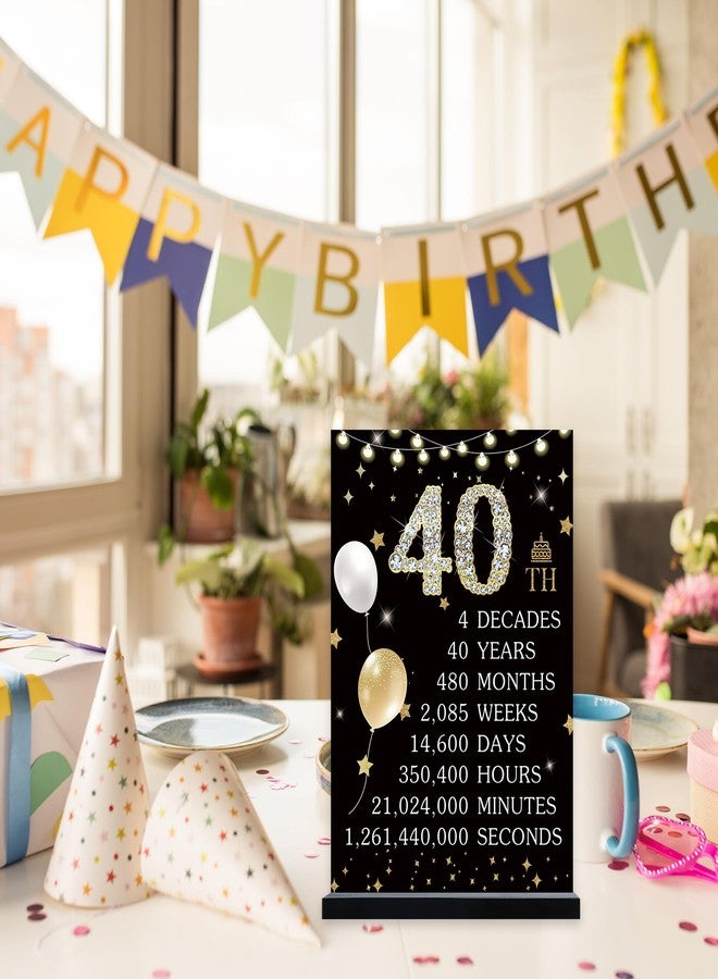 Roetyce 40th Birthday Decorations Gift for Women Men, Black Gold Back in 1986 Poster Acrylic Sign Centerpiece(1PC Duplex Printing), 40th Anniversary Table Decor, 40 Years Old Birthday Party Supplies - Image 5