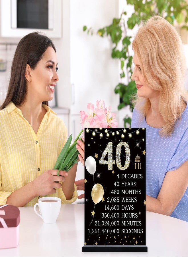Roetyce 40th Birthday Decorations Gift for Women Men, Black Gold Back in 1986 Poster Acrylic Sign Centerpiece(1PC Duplex Printing), 40th Anniversary Table Decor, 40 Years Old Birthday Party Supplies - Image 4