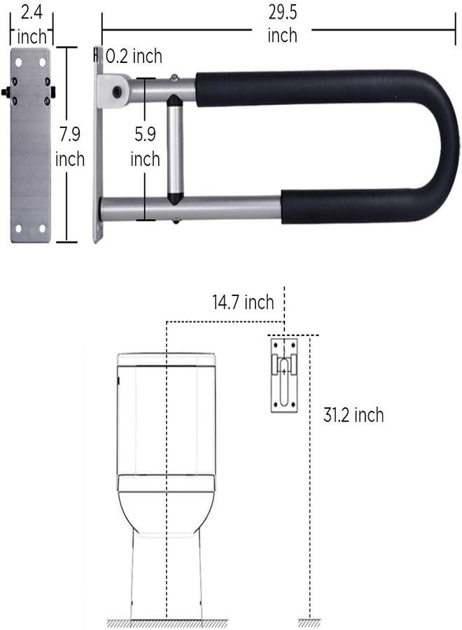 Botabay Handicap Grab Bars Rails 29.5 Inch Toilet Handrails Bathroom Safety Bar Hand Support Rail Handicapped Handrail Accessories for Seniors Elderly Disabled Mounted Bath Grips - Image 2