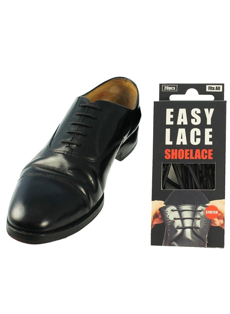 Easy Lace Rounded Silicone Laces Black No Tie Office School Work Formal Shoes - Image 1
