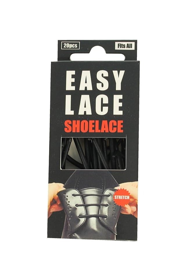Easy Lace Rounded Silicone Laces Black No Tie Office School Work Formal Shoes - Image 2