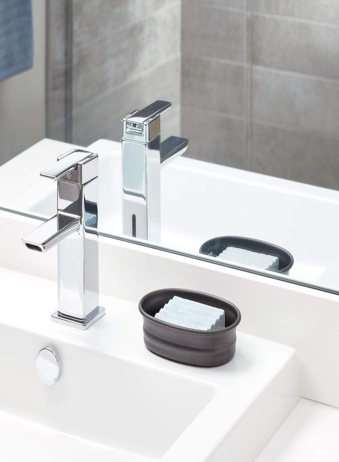 InterDesign iDesign 26087 Olivia Countertop Bar Soap Dish, Metal Holder for Bathroom, Shower, Vanity - Matte Black - Image 2