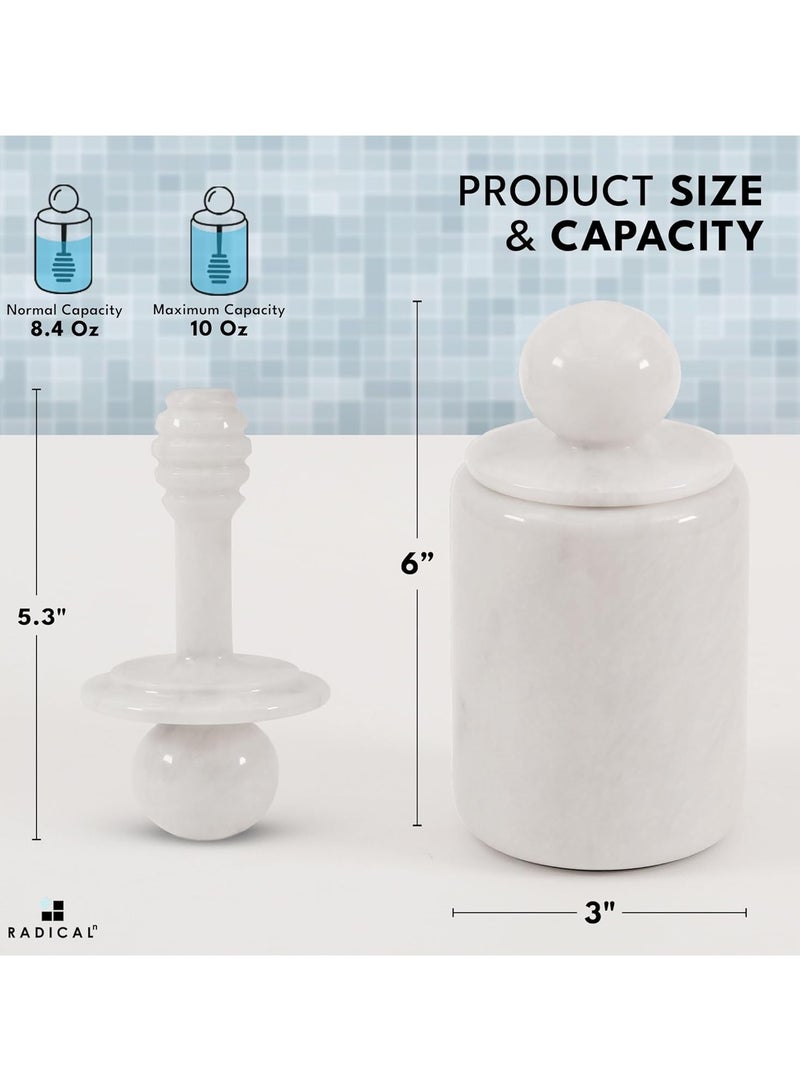 RADICALn White Marble Honey Pot with Lid & Dipper | 5.5" Handmade Mini Honey Jar for Kitchen Counter - Image 3