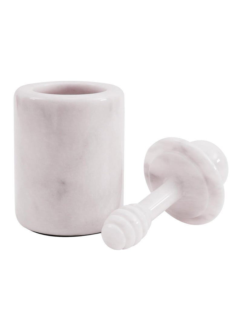 RADICALn White Marble Honey Pot with Lid & Dipper | 5.5" Handmade Mini Honey Jar for Kitchen Counter - Image 1