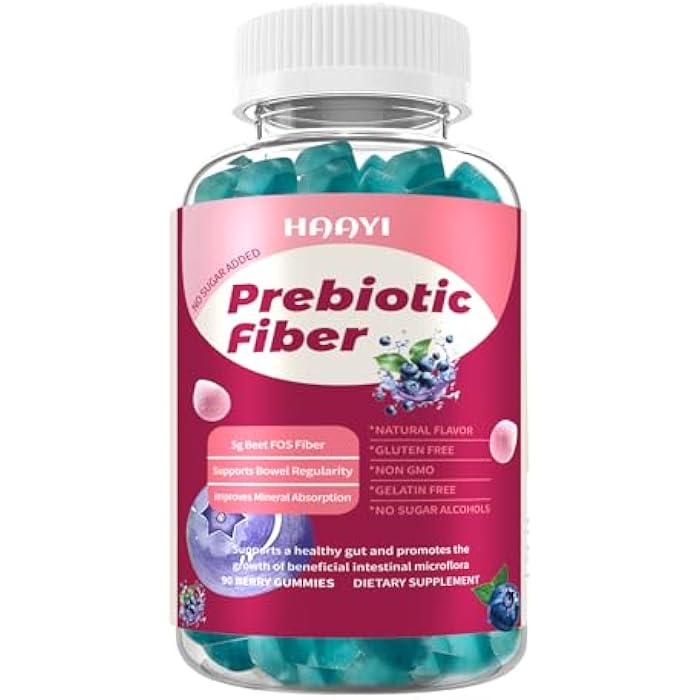 Prebiotic Fiber Supplement Gummies for Adults & Kids 5g beet FOS fiber- Gut Health & Digestive &Mineral Absorption,Soluble Fiber Supplement Gummies - Zero Sugar Added, Vegan, Gluten-Free -90 Count - Image 1