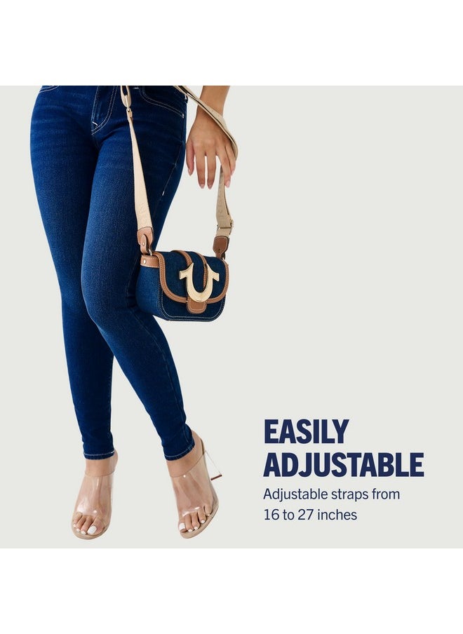 TRUE RELIGION Women'S Crossbody Bag Mini Flap Adjustable Shoulder Handbag With Horseshoe Logo Dark Denim  - Image 4