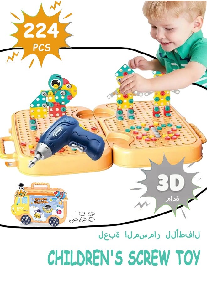 Generic - Children'S Screw Toys, 224-Piece Drill Toys, Drill And Screwdriver Sets, Children'S Building Blocks, Building Block Games, Children'S Screw-Twisting Educational Toys, Simulation Electric Repair Toys - Image 1