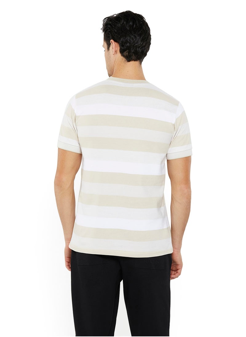 NAUTICA Contrast Striped Regular Fit Premium Cotton Crew Neck T-shirt  - Image 3