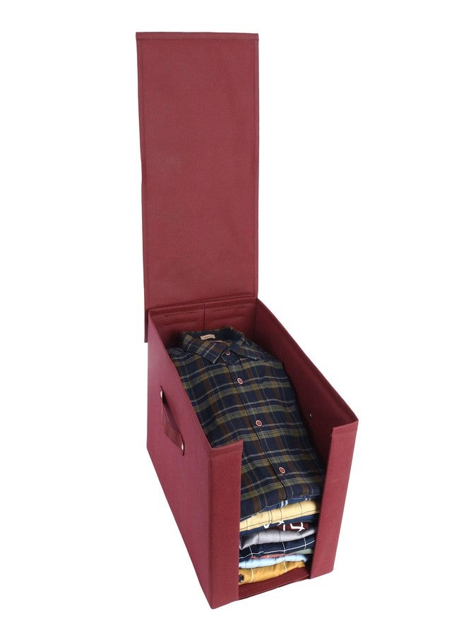 SHREY CREATION Plain Non Woven Fabric Shirt Stacker Foldable Wardrobe Cloth Storage Organizer With Lid and Handle For Shirt Pants (Pack Of 4) - Image 2