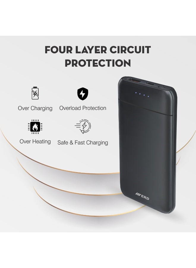 ERD 10000mAh 25W Fast Charging Power Bank |  iPhone, Samsung Galaxy, AirPods, iPad, and more – Black - Image 5