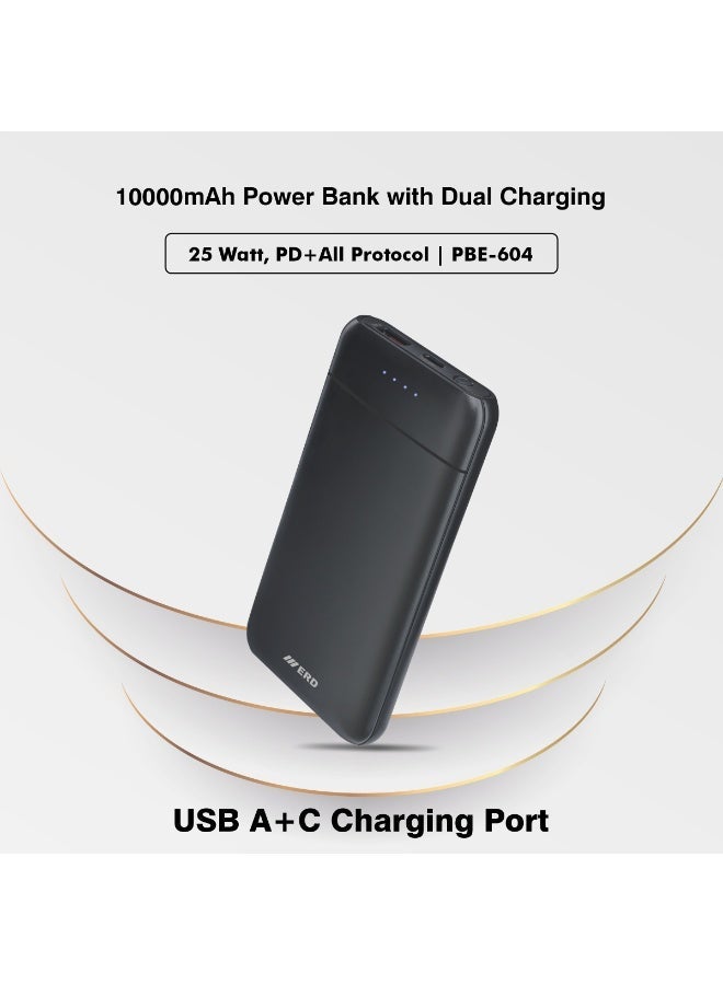 ERD 10000mAh 25W Fast Charging Power Bank |  iPhone, Samsung Galaxy, AirPods, iPad, and more – Black - Image 1