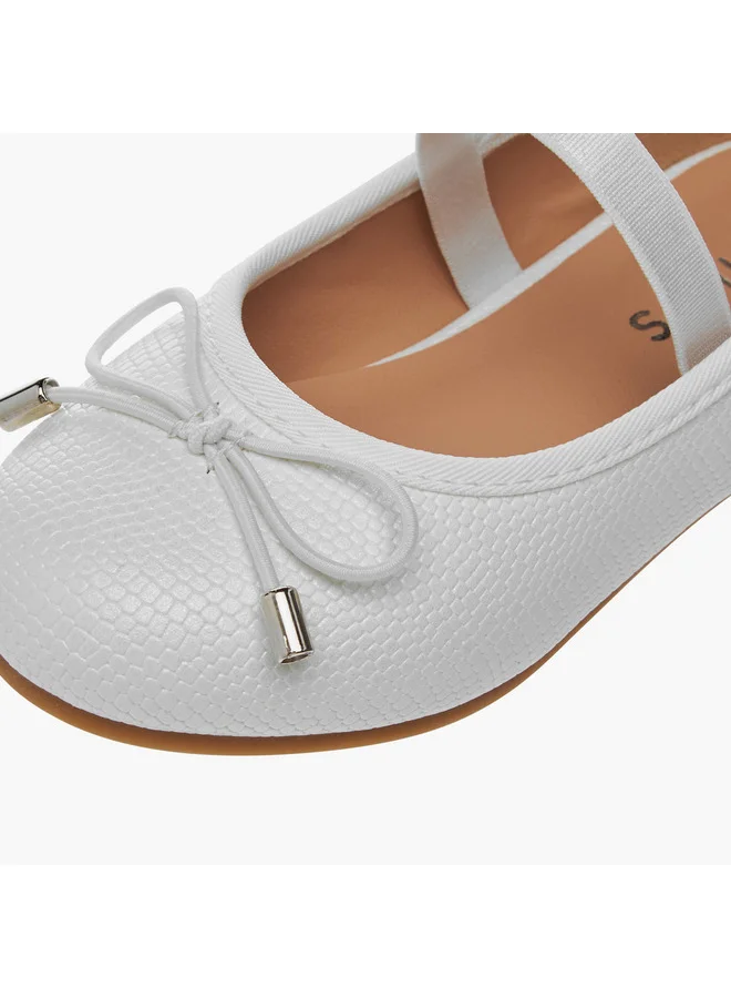 JUNIORS Girls Bow Accent Slip-On Ballerina Shoes with Elasticated Strap