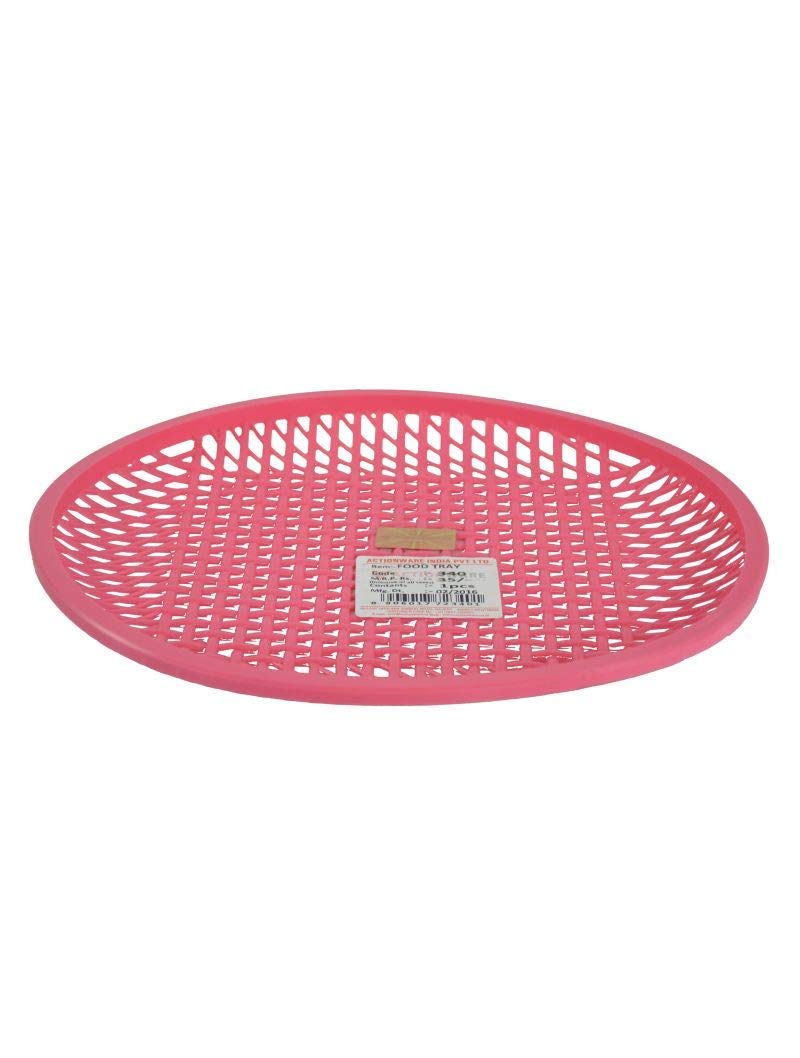 ACHARAJ Multicolour Floral ABS Plastic Round Food Storage Tray, 26x26x2 cm, 66g - Image 4