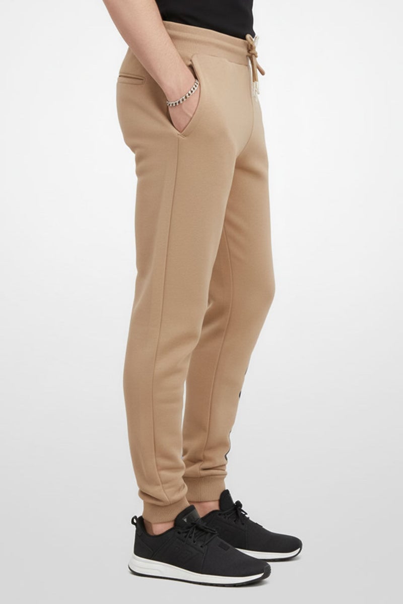 Cavalli Class Men Regular Fit Drawstring Brand Logo Pants, Tan - Image 2