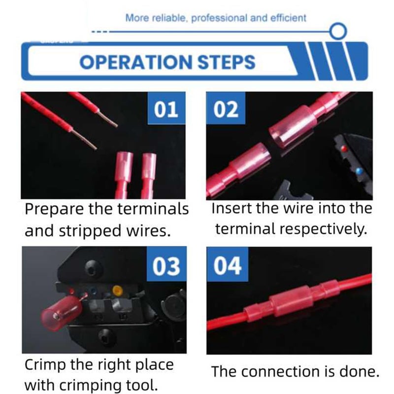 Teansic 100 Pcs Quick Connect &Disconnect Nylon Bullet Connectors Kit,24-16/16-14/12-10 AWG Female & Male Fully Insulated Electric Wire Crimp Terminals - Image 4
