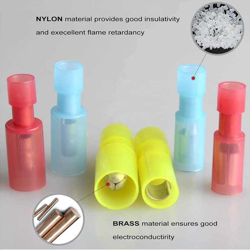 Teansic 100 Pcs Quick Connect &Disconnect Nylon Bullet Connectors Kit,24-16/16-14/12-10 AWG Female & Male Fully Insulated Electric Wire Crimp Terminals - Image 3