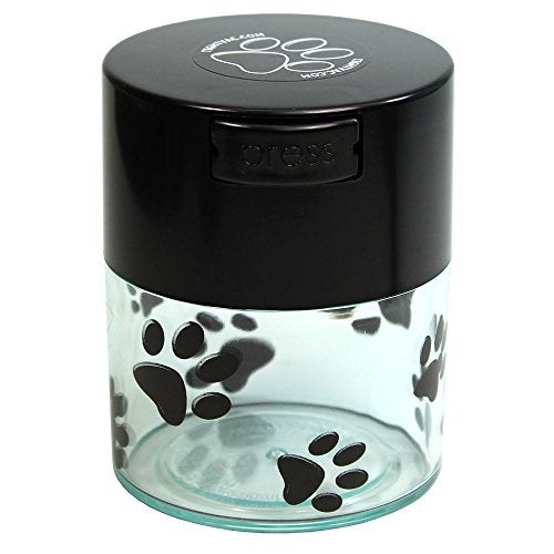 Tightpac America Pawvac 3 Ounce Vacuum Sealed Pet Food Storage Container; Black Cap & Clear Body/Black Paws, tv2 - Image 1